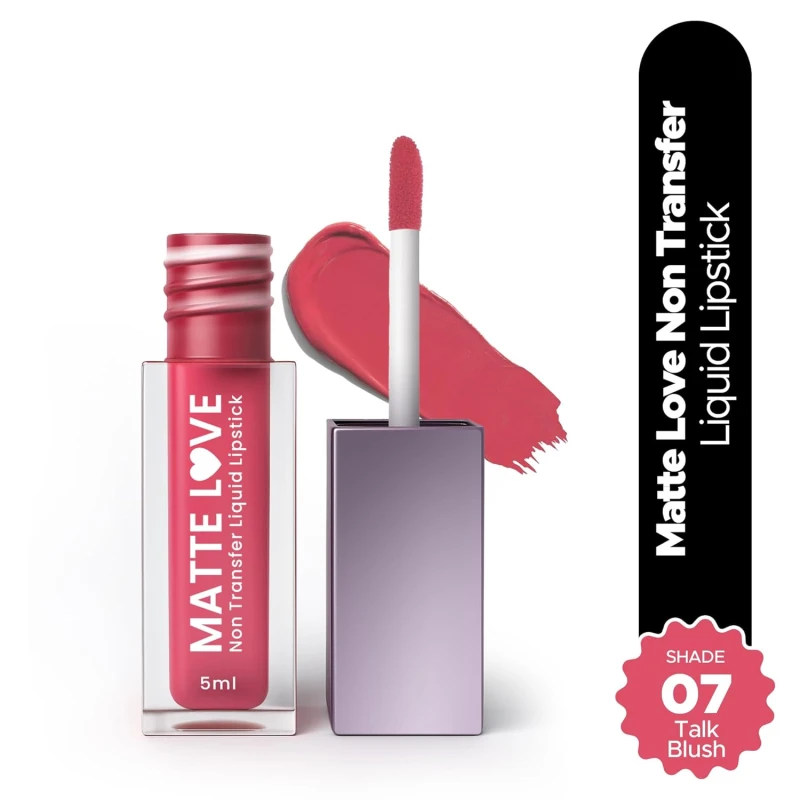 Hilary Rhoda Matte Love Non Transfer Liquid Lipstick | Lightweight & Matte Finish | Waterproof Lipstick for Women | Long Lasting & Non-Drying Lipstick | 5ml (Talk Blush - Shade 07) - Thumbnail 2